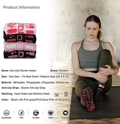 Step with Confidence: Non-Slip Yoga Socks for Women - Perfect for Pilates, Barre, and More (Sizes 5-10)