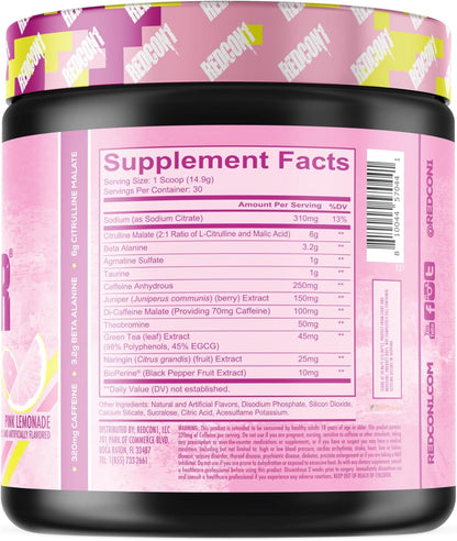 Total War Pre Workout - Beta Alanine + Citrulline Malate Keto Friendly Preworkout for Men & Women with 320Mg of Caffeine - Fast Acting - Pink Lemonade (30 Servings)