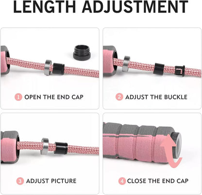 Jump Rope Cotton Adjustable Skipping Weighted Jumprope for Women，Adult and Children Athletic Fitness Exercise Jumping Rope (Pink)