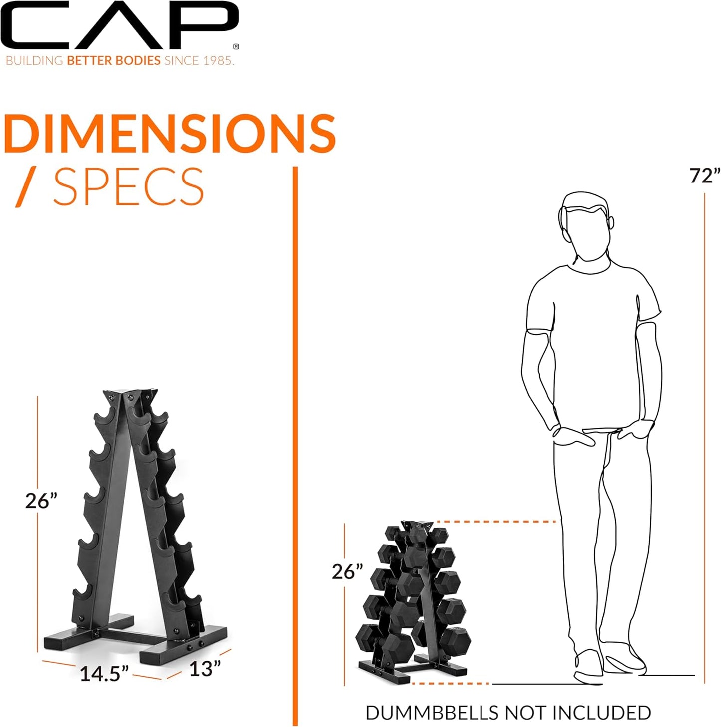 Cap Dumbbell Rack for Home Gym, Space-Saving Free Weight Rack, Compact Weight Storage Rack for Hex Dumbbells, 3-Tier & 5-Tier Options, 80-200Lb Capacity