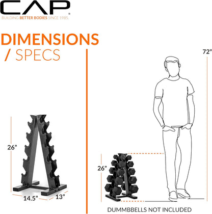 Cap Dumbbell Rack for Home Gym, Space-Saving Free Weight Rack, Compact Weight Storage Rack for Hex Dumbbells, 3-Tier & 5-Tier Options, 80-200Lb Capacity
