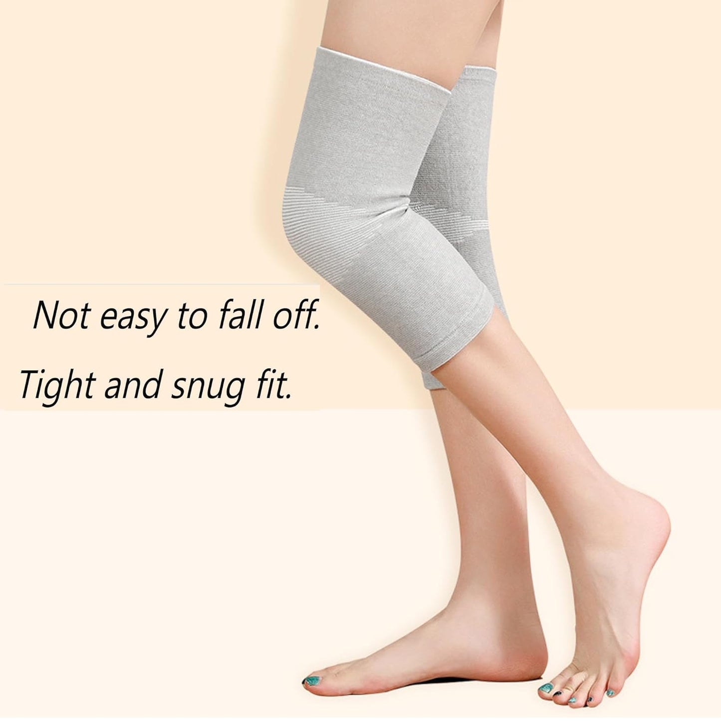Bamboo Charcoal Knee Sleeve - Bamboo Compression Knee Sleeve for Men and Women - Elastic Warm Knee Brace for Arthritis(Gray, Large)