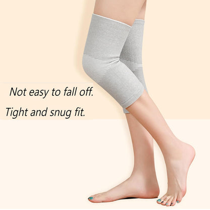Bamboo Charcoal Knee Sleeve - Bamboo Compression Knee Sleeve for Men and Women - Elastic Warm Knee Brace for Arthritis(Gray, Large)