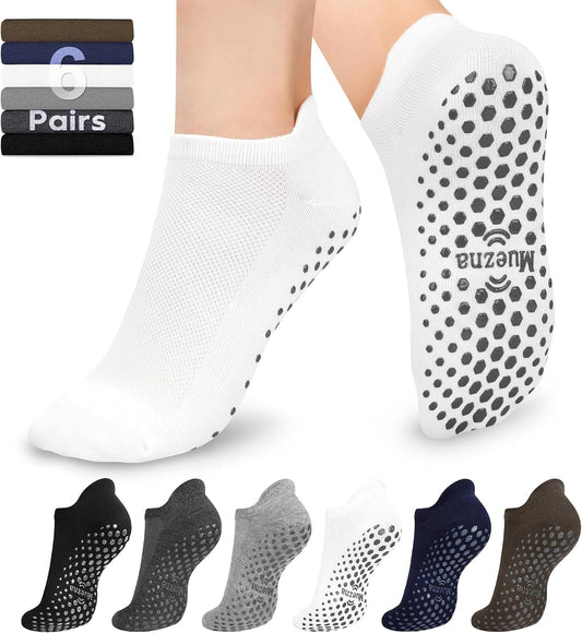 6 Pairs Pilates Grip Socks for Women, Non Slip Yoga Socks with Grips, Grippy Socks for Barre, and Hospital