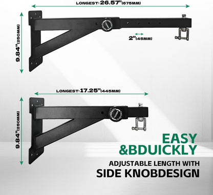 Heavy Duty Punching Bag Hanger, Wall Mounted Punching Bag Hanger, Adjustable Length and Height Heavy-Duty Punching Bag Bracket, Suitable for Home Gym