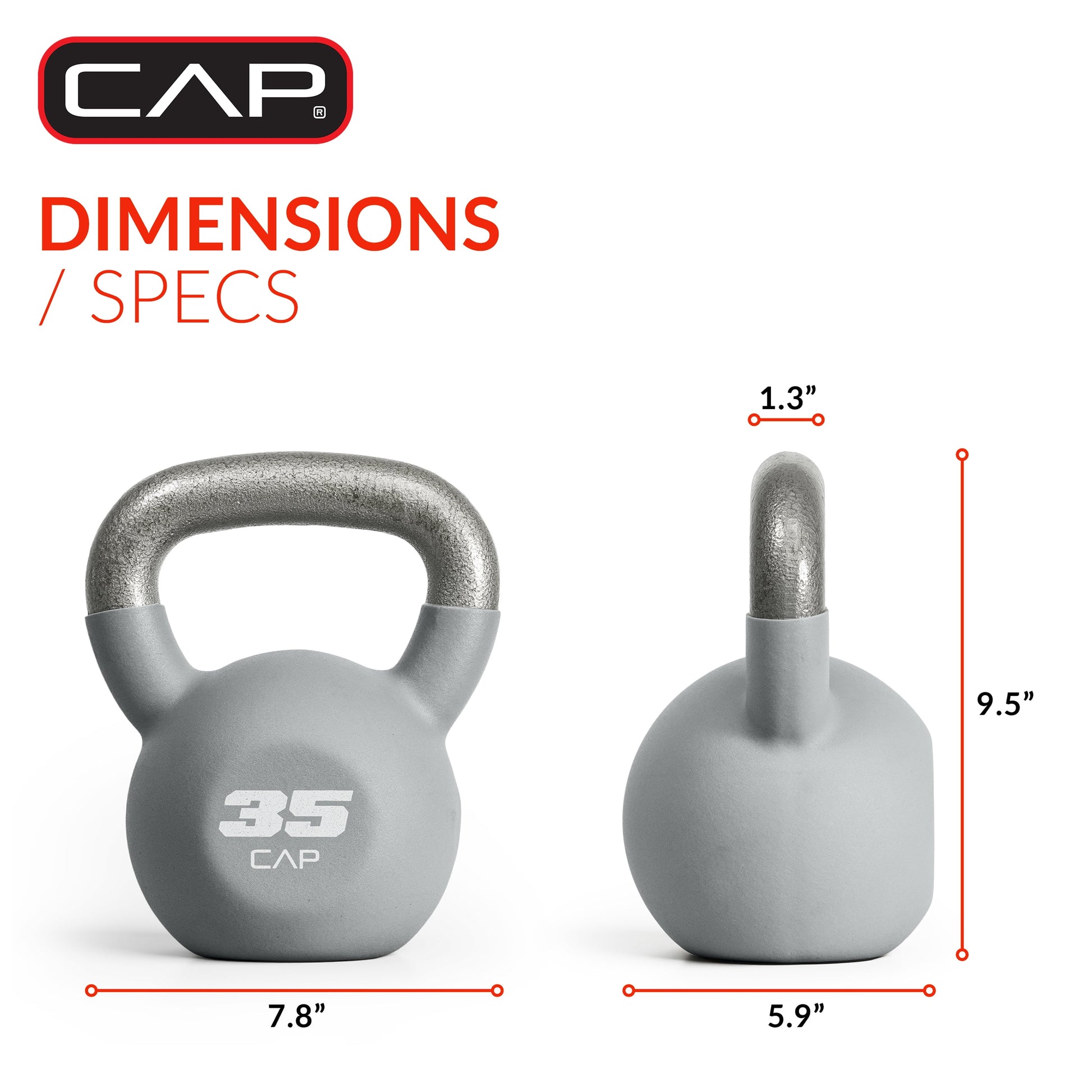 , 35Lb Neoprene Coated Kettlebell, Gray