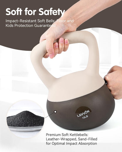 Soft Kettlebell - Cushioned Impact-Resistant Base and Anti-Slip, Kettle Bell Anti-Slip Grip Weight for Home Workouts, Safe Strength Training Kettlebells Sets for Women & Men, with Non-Slip Gloves