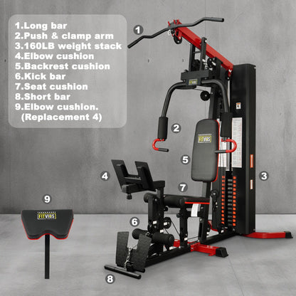 LX770 Multifunctional Full Home Gym System Workout Station with 160 Lbs Weight Stack, One Station with Leg Training Pedal, Comes with Installation Instruction Video, Ships in 6 Boxes