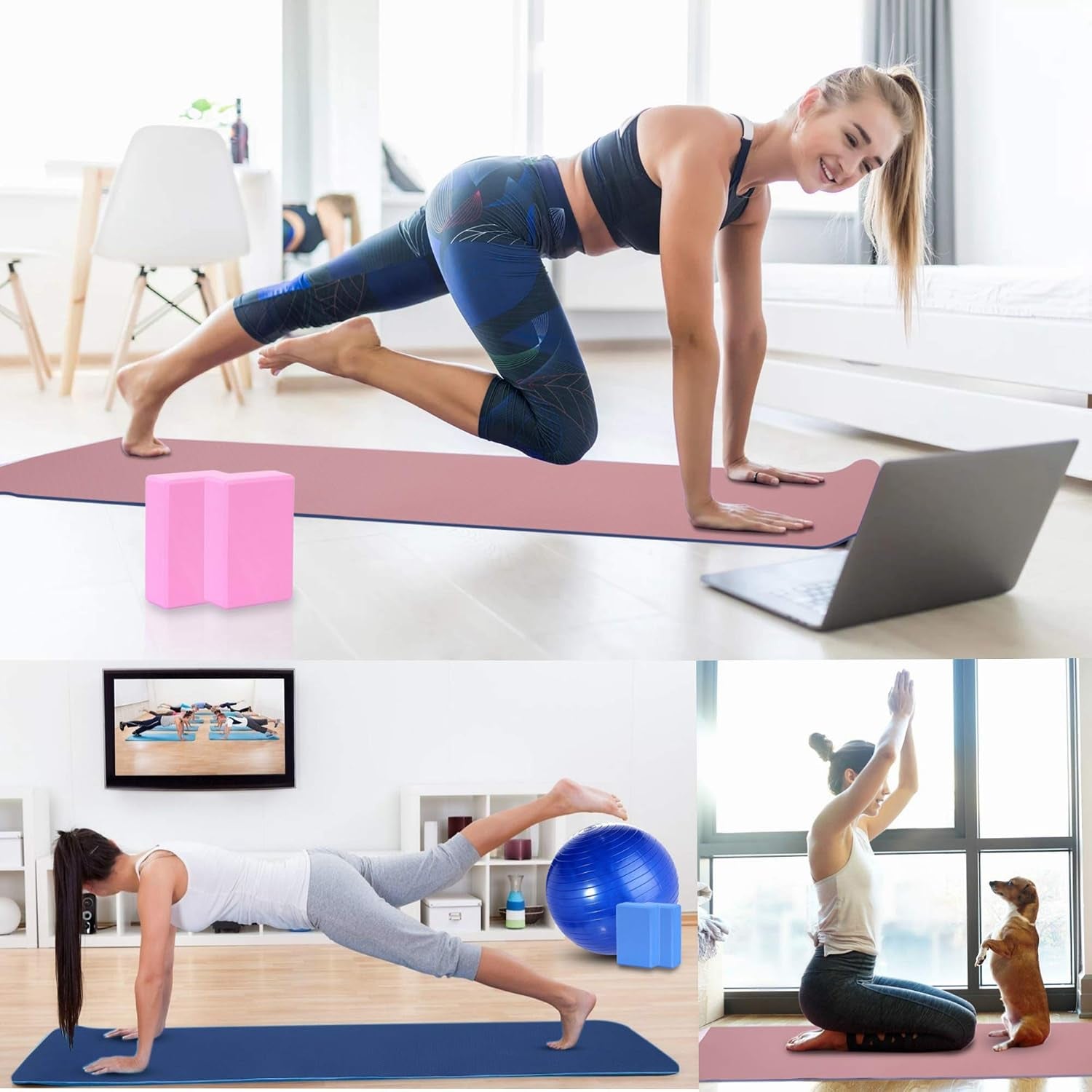 Yoga Starter Kit - 11-Piece Set with Yoga Blocks, Strap, Ball, Mat, Carrying Strap, Net Bag, Cooling Towel