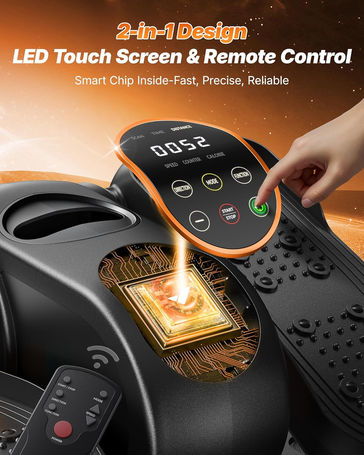 under Desk Elliptical Machine, Leg Exerciser While Sitting for Seniors with 12-Speeds & Remote Control, Quiet Portable Electric Seated Pedal Exerciser Machine for Home Office