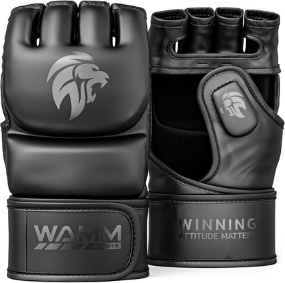 MMA Gloves - for Men & Women - Maxforce EVE Anti-Injury Shock Absorb Boxing Gloves Kickboxing Gloves - Half Finger, Open Palm for Muay Thai, Sparring, Punching Bag
