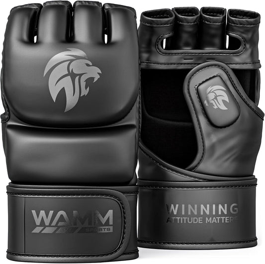 MMA Gloves - for Men & Women - Maxforce EVE Anti-Injury Shock Absorb Boxing Gloves Kickboxing Gloves - Half Finger, Open Palm for Muay Thai, Sparring, Punching Bag