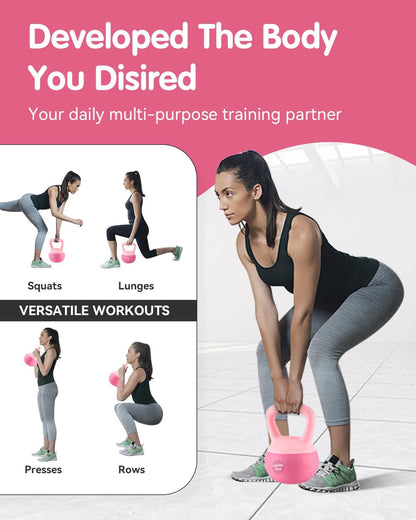 Soft Kettlebell - Cushioned Impact-Resistant Base and Anti-Slip, Kettle Bell Anti-Slip Grip Weight for Home Workouts, Safe Strength Training Kettlebells Sets for Women & Men, with Non-Slip Gloves