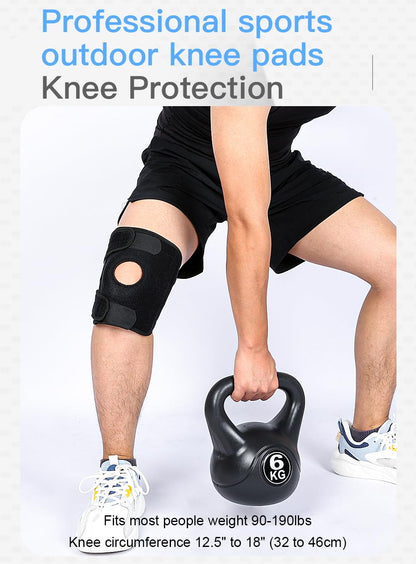 Knee Brace for Women Men with Side Stabilizers, Knee Braces for Knee Pain ACL MCL Arthritis Joint Pain Relief, Adjustable Compression Sleeve Patellar Tendon Support Strap, Pack of 1 (Black)
