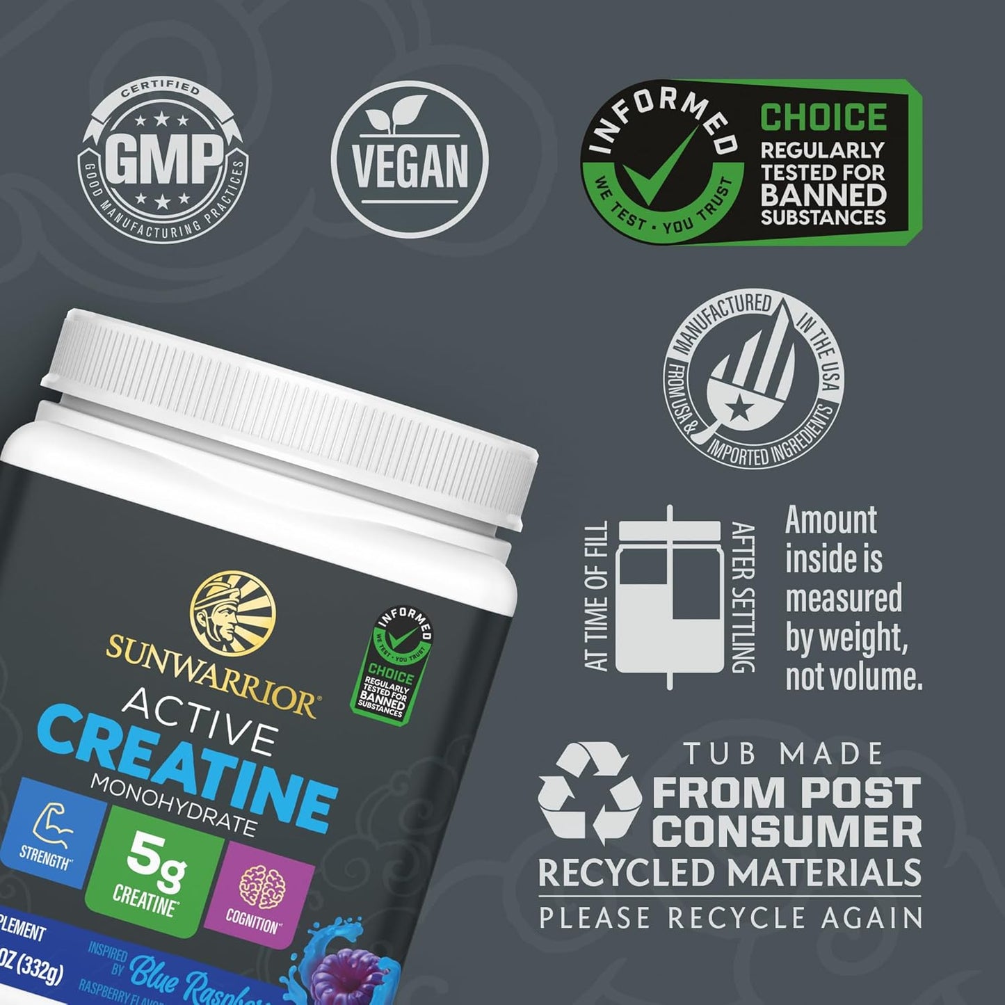 Creatine Monohydrate Powder Micronized Preworkout Recovery Supplement | Support Muscle Building, Strength Training, Cognition | Vegan & Keto Friendly Easily Mixes (50 Servings) Blue Raspberry Flavored