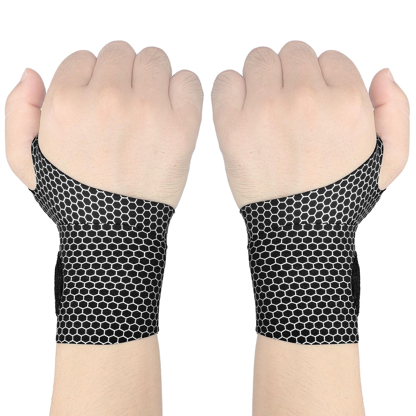 2 Pcs Ultra-Thin Wrist Brace Support for Carpal Tunnel, Pain Relief, Arthritis, Tendonitis, Elastic Wrist Wraps Right and Left Hands - Compression and Support for Fitness (Black)