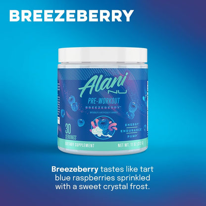 Pre Workout Powder BREEZEBERRY, Amino Energy Boost, Endurance Supplement, Sugar Free, 200Mg Caffeine, L-Theanine, Beta-Alanine, L-Citrulline, 30 Servings