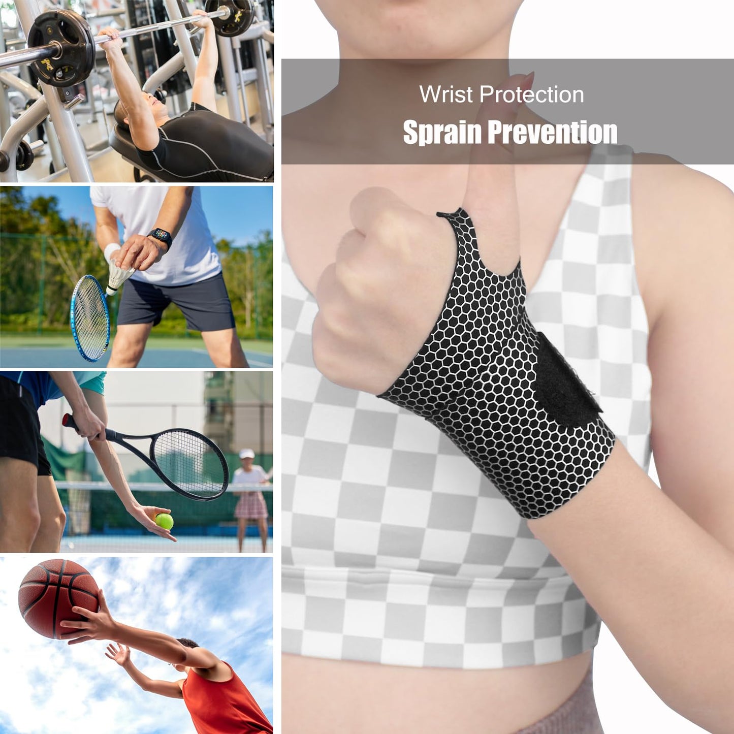 2 Pcs Ultra-Thin Wrist Brace Support for Carpal Tunnel, Pain Relief, Arthritis, Tendonitis, Elastic Wrist Wraps Right and Left Hands - Compression and Support for Fitness (Black)