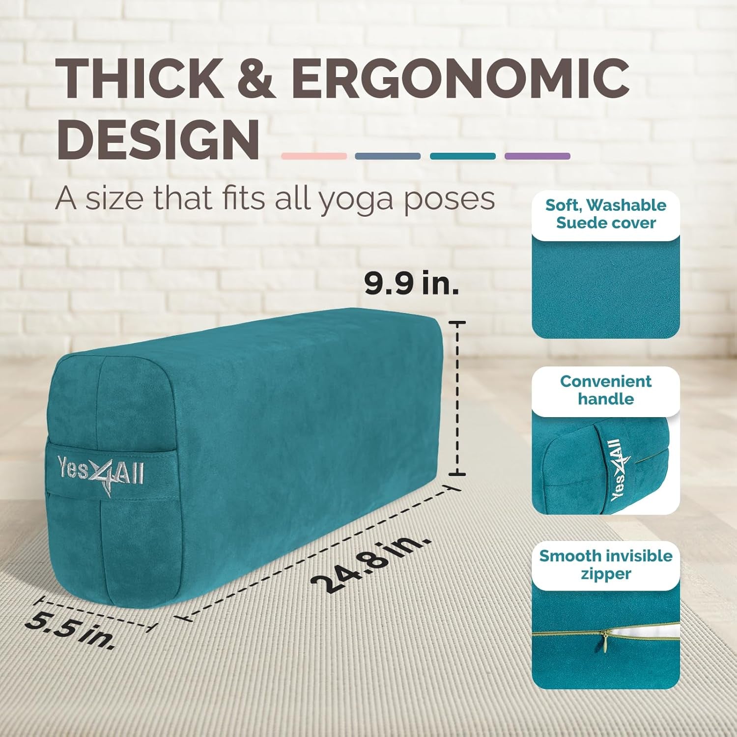 Triple-Layer Sponge Yoga Bolster Pillow for Restorative Yoga & Meditation - Versatile Yoga Support Pillow, Balance & Poses Modification