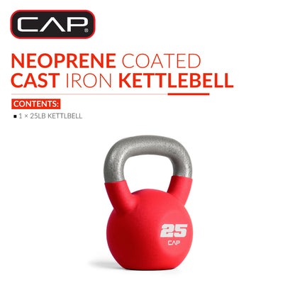 , 25Lb Neoprene Coated Kettlebell, Red