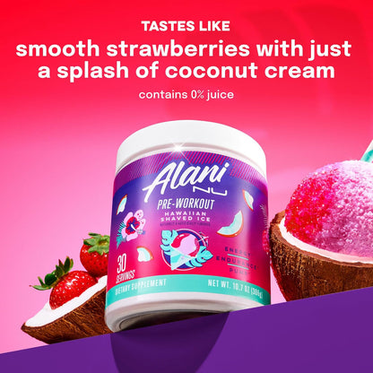 Pre Workout Powder Hawaiian Shaved ICE, Amino Energy Boost, Endurance Supplement, Sugar Free, 200Mg Caffeine, L-Theanine, Beta-Alanine, L-Citrulline, 30 Servings