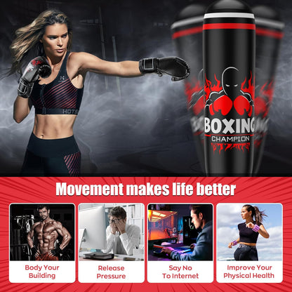 Freestanding Punching Bag for Adults,70'' Boxing Bag with Stand Kicking Bag Heavy Bag,Includes Boxing Gloves and Electric Air Pump,Women Men Kickboxing Bags for Beginners Training Thai Fitness Karate