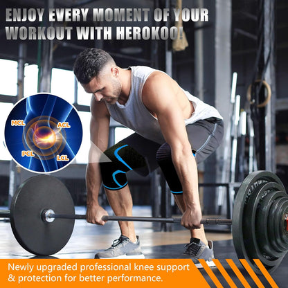 2 Pack Knee Braces for Running Knee Pain, Compression Knee Brace for Women & Men, Knee Sleeve, Sports Knee Braces for Meniscus Tear, ACL & Arthritis Pain Relief
