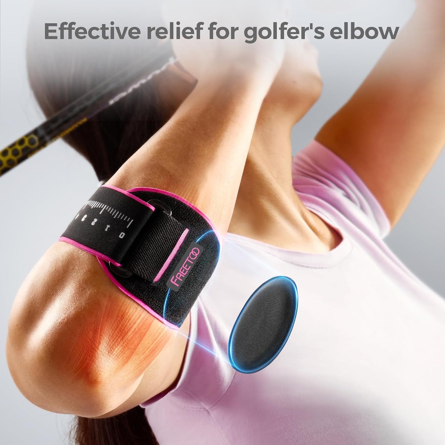 Elbow Brace for Tendonitis and Tennis Elbow for Women Men, Golfers Elbow Brace for Women for Pain Relief, Adjustable Tennis Elbow Support Band for Epicondylitis, Basketball, Exercise Pink S/M