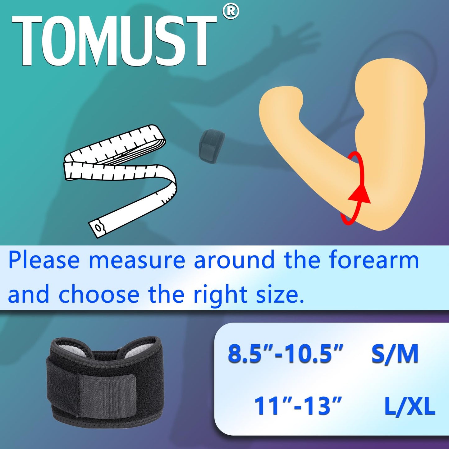 Tennis Elbow Brace - Adjustable Forearm Support Band with Gel Compression Pad, Elbow Strap for Bursitis, Golfers, Tendinitis, Effective Pain Relief, Sports - Both Men, Women (Single), L-XL
