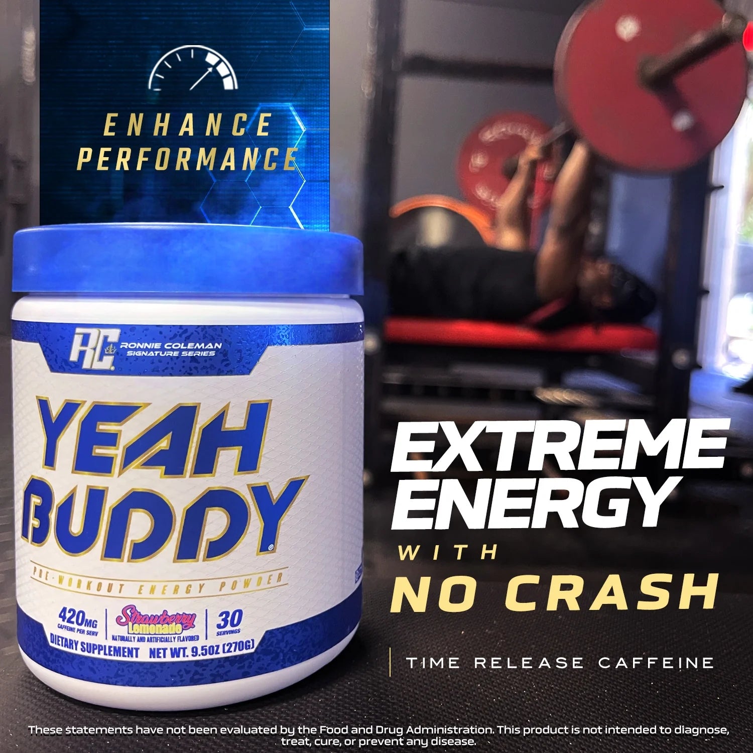 , Yeah Buddy, Pre-Workout Energy Powder, Strawberry Kiwi, 9.5 Oz (270 G)