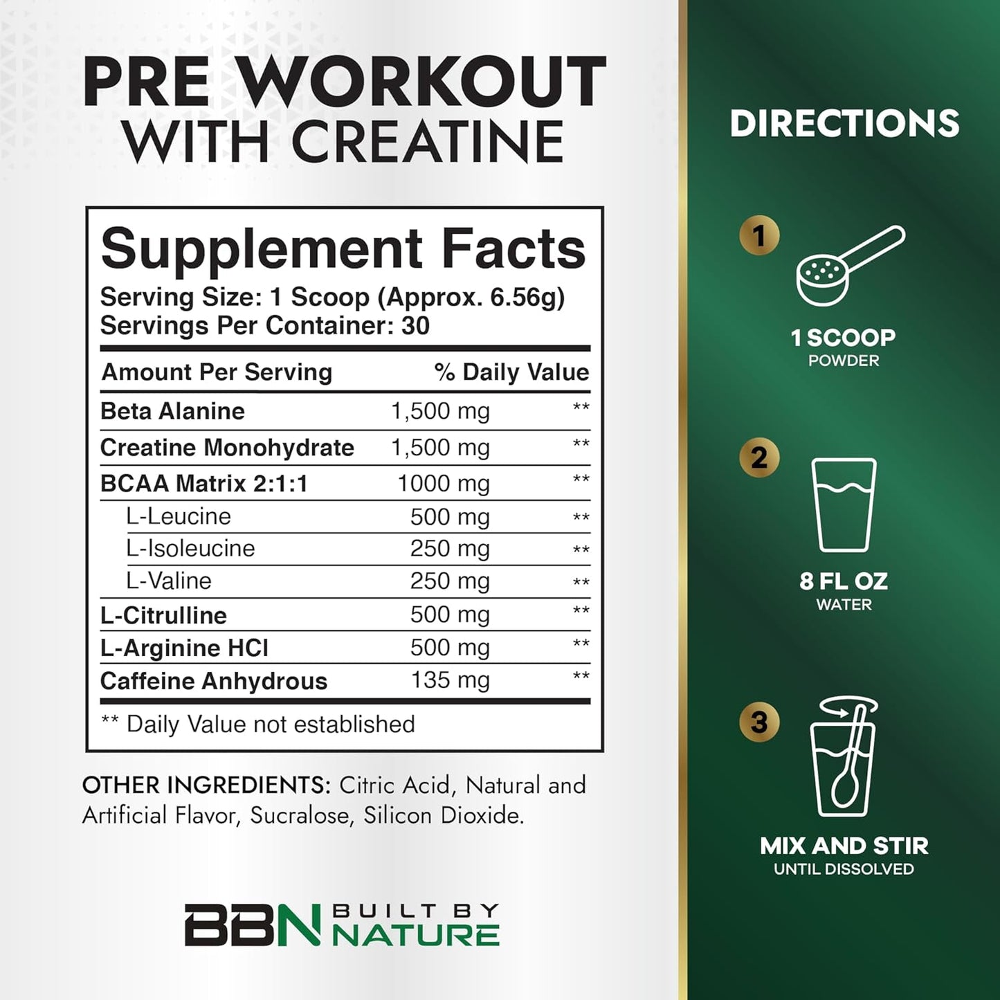 Pre Workout Powder for Men & Women – Preworkout with Creatine for Energy, Focus & Pumps – Sports Nutrition Pre-Workout Supplement – Blue Razz Flavor, 30 Servings
