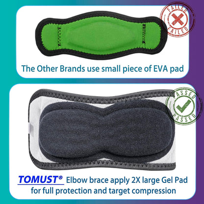 Tennis Elbow Brace - Adjustable Forearm Support Band with Gel Compression Pad, Elbow Strap for Bursitis, Golfers, Tendinitis, Effective Pain Relief, Sports - Both Men, Women (Single), L-XL