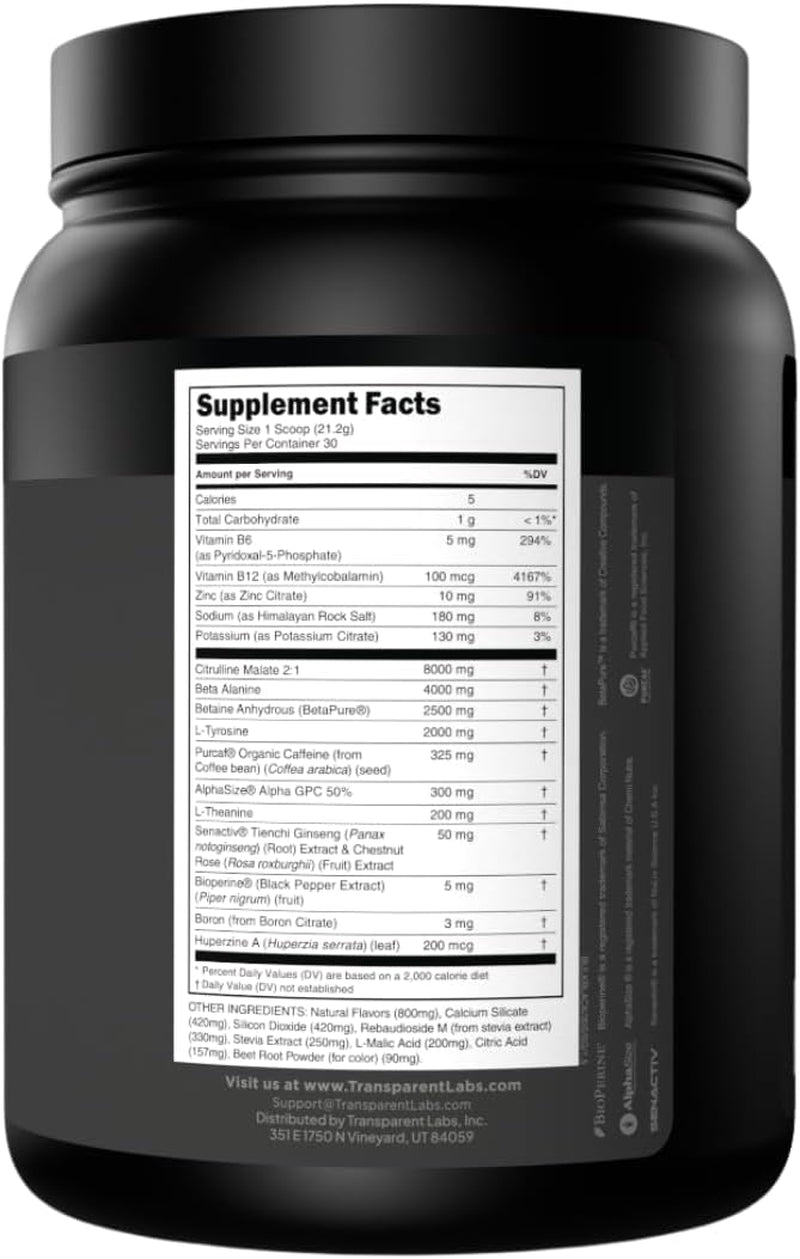 Bulk Black Pre Workout - Clinically Dosed, Sugar Free Preworkout for Men and Women with Beta Alanine Powder, Citrulline Malate, & Caffeine - 30 Servings, Sour Gummy