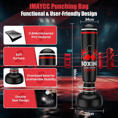 Freestanding Punching Bag for Adults,70'' Boxing Bag with Stand Kicking Bag Heavy Bag,Includes Boxing Gloves and Electric Air Pump,Women Men Kickboxing Bags for Beginners Training Thai Fitness Karate