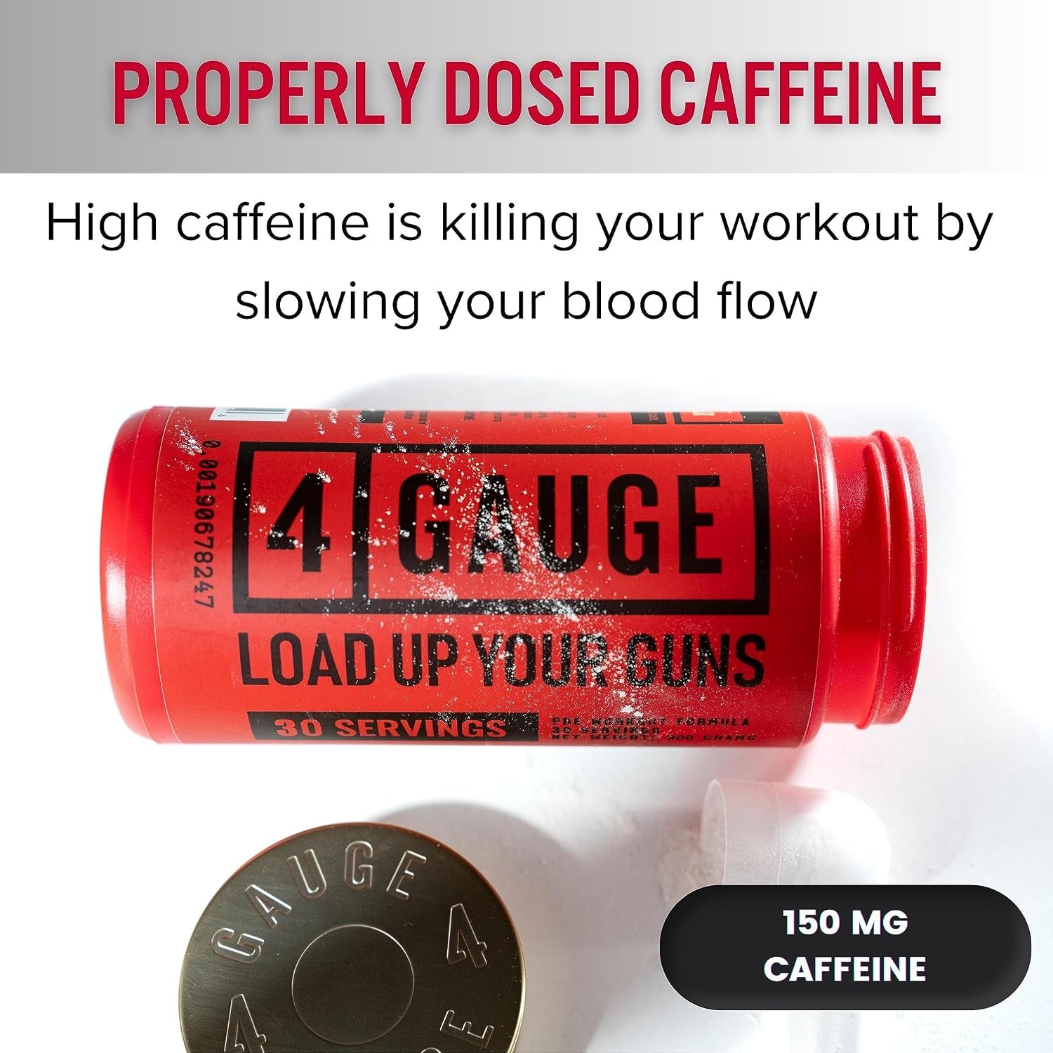 4 Gauge Explosive Preworkout without the Jitters | 30 Servings | Nitric Oxide Booster | L-Citrullline, L-Carnitine, Creatine | No Artificial Ingredients (Fruit Blast)
