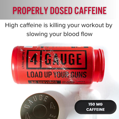 4 Gauge Explosive Preworkout without the Jitters | 30 Servings | Nitric Oxide Booster | L-Citrullline, L-Carnitine, Creatine | No Artificial Ingredients (Fruit Blast)