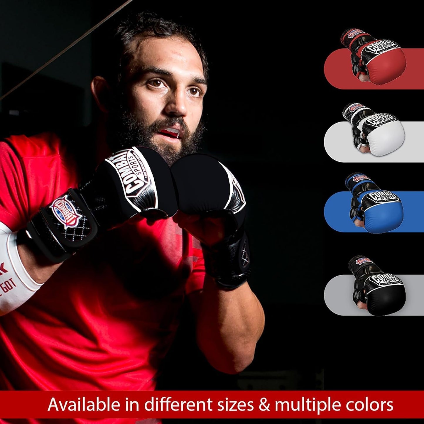 Max Strike MMA Training Gloves, Open Palm Fingerless Gloves for MMA, Muay Thai, and Kickboxing (Blue, Large)