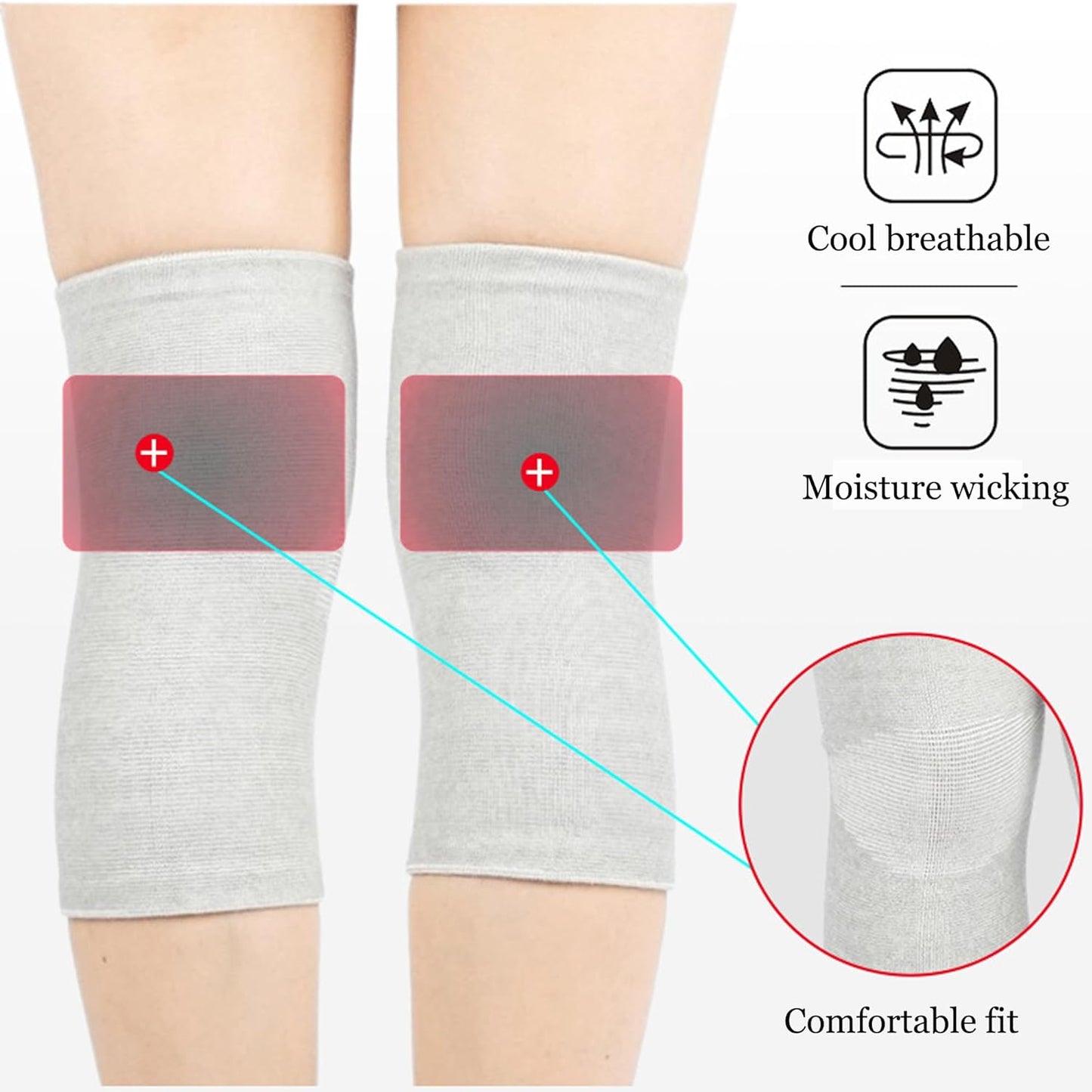 Bamboo Charcoal Knee Sleeve - Bamboo Compression Knee Sleeve for Men and Women - Elastic Warm Knee Brace for Arthritis(Gray, Large)