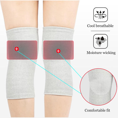 Bamboo Charcoal Knee Sleeve - Bamboo Compression Knee Sleeve for Men and Women - Elastic Warm Knee Brace for Arthritis(Gray, Large)