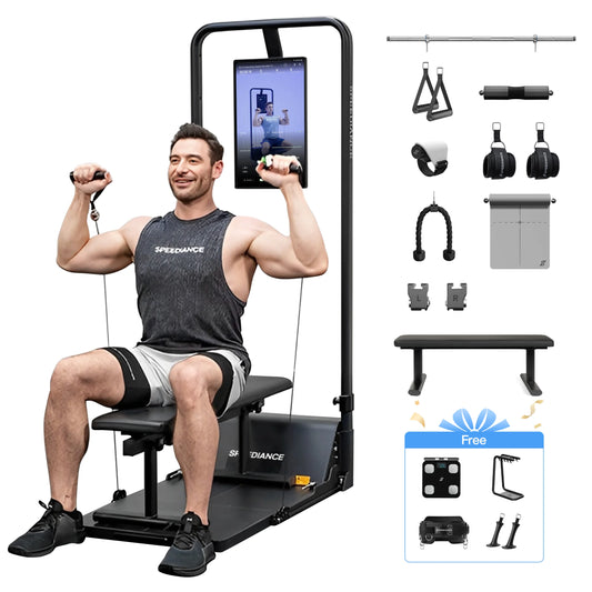 AI Smart Home Gym, All-In-One Digital Weight Workout Machine for Squat, Strength, Cardio, HIIT