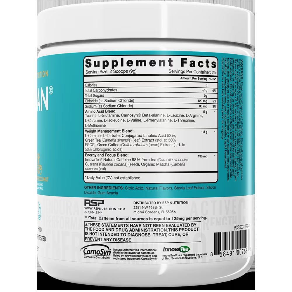 Vegan Aminolean Pre Workout Powder with Bcaas, Natural Amino Energy for Lean Muscle, Pineapple Coconut Flavor, 25 Servings
