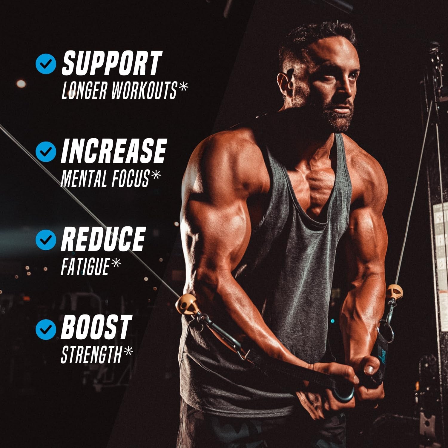 Preworkout for Men & Women - Nootropic Pre Workout without Creatine, Pre-Workout Powder with Taurine Rhodiola Citrulline Malate Beta Alanine Caffeine (Blue Raspberry)
