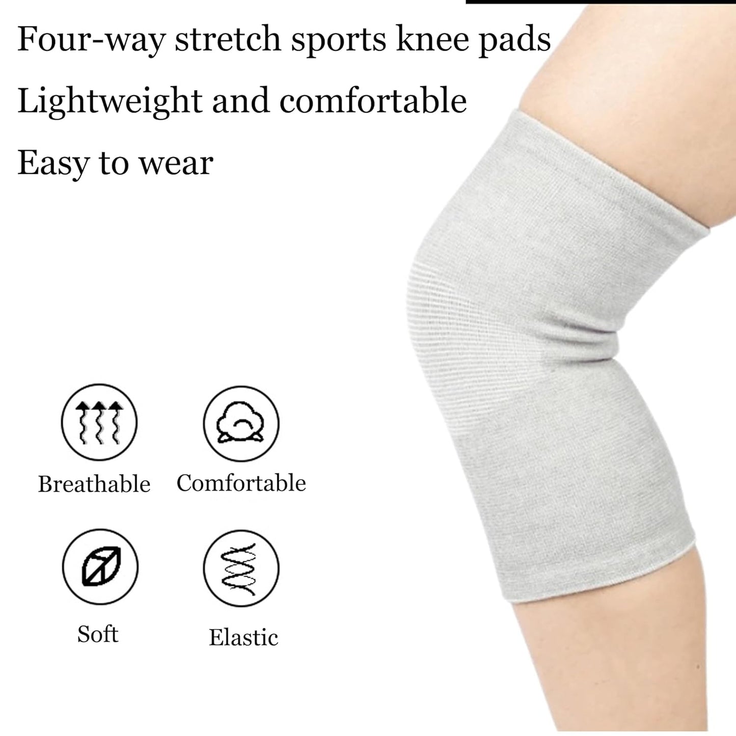 Bamboo Charcoal Knee Sleeve - Bamboo Compression Knee Sleeve for Men and Women - Elastic Warm Knee Brace for Arthritis(Gray, Large)