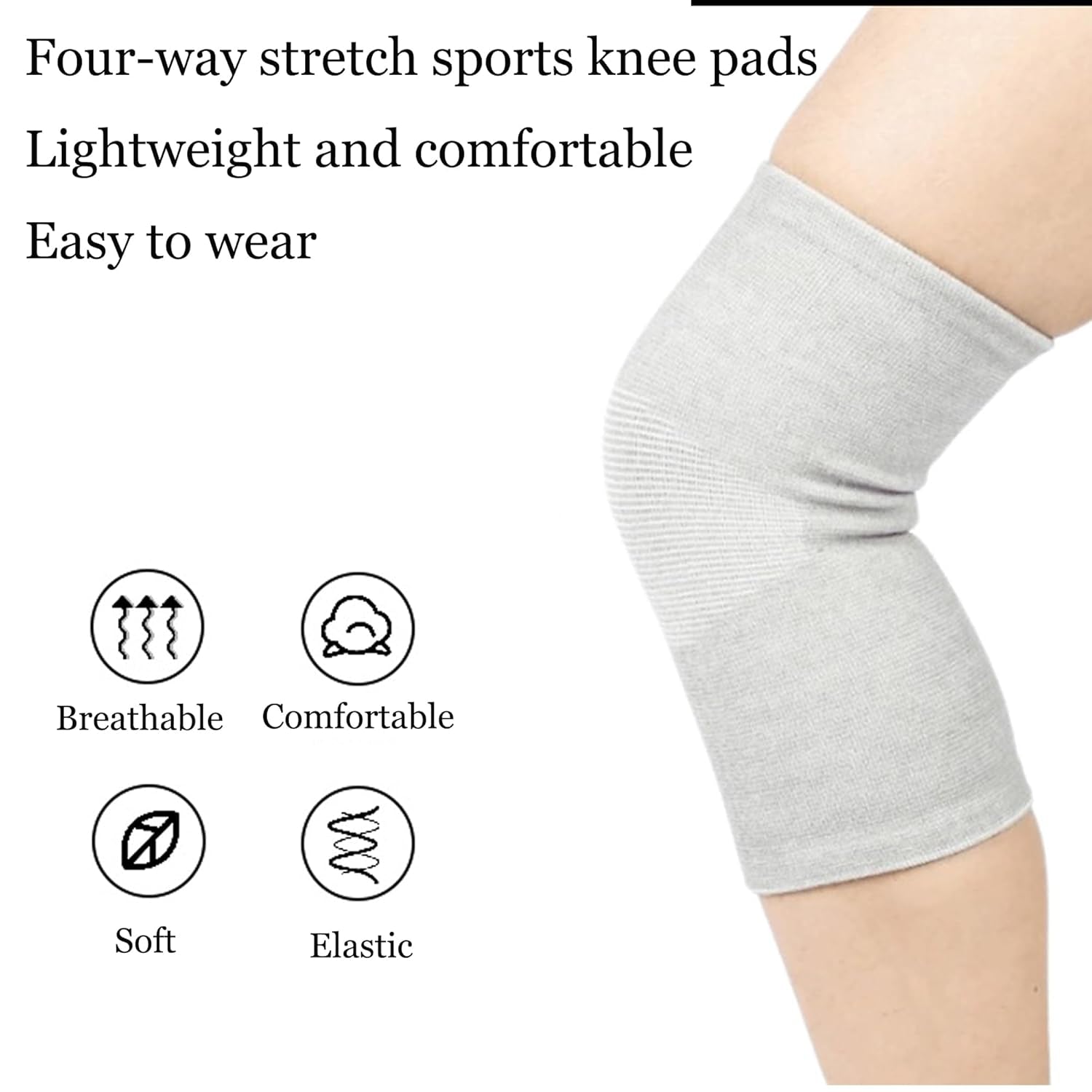 Bamboo Charcoal Knee Sleeve - Bamboo Compression Knee Sleeve for Men and Women - Elastic Warm Knee Brace for Arthritis(Gray, Large)
