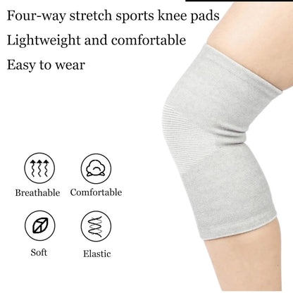 Bamboo Charcoal Knee Sleeve - Bamboo Compression Knee Sleeve for Men and Women - Elastic Warm Knee Brace for Arthritis(Gray, Large)