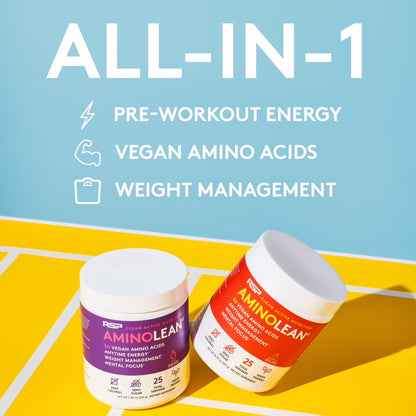 Vegan Aminolean Pre Workout Powder with Bcaas, Natural Amino Energy for Lean Muscle, Pineapple Coconut Flavor, 25 Servings