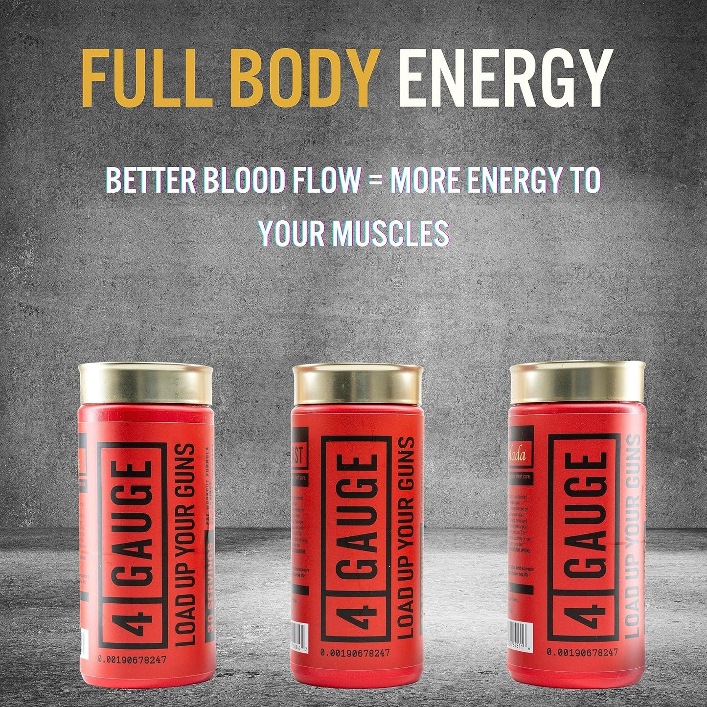 4 Gauge Explosive Preworkout without the Jitters | 30 Servings | Nitric Oxide Booster | L-Citrullline, L-Carnitine, Creatine | No Artificial Ingredients (Fruit Blast)