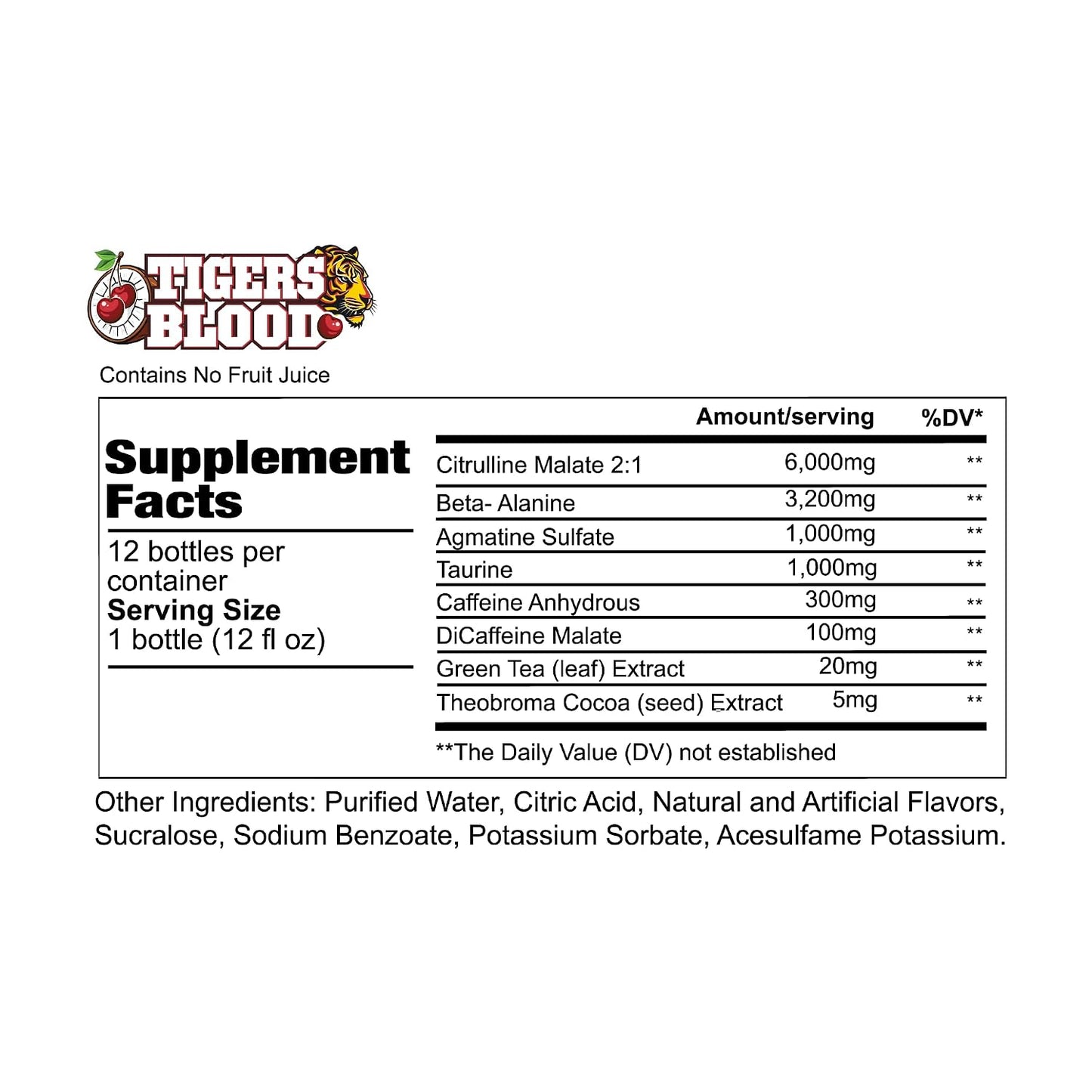 Total War Ready to Drink Pre Workout | Tiger’S Blood | 365Mg Caffeine + Citrulline Malate + Beta Alanine | Zero Sugar (12 Pack)