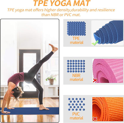 Yoga Starter Kit - 11-Piece Set with Yoga Blocks, Strap, Ball, Mat, Carrying Strap, Net Bag, Cooling Towel