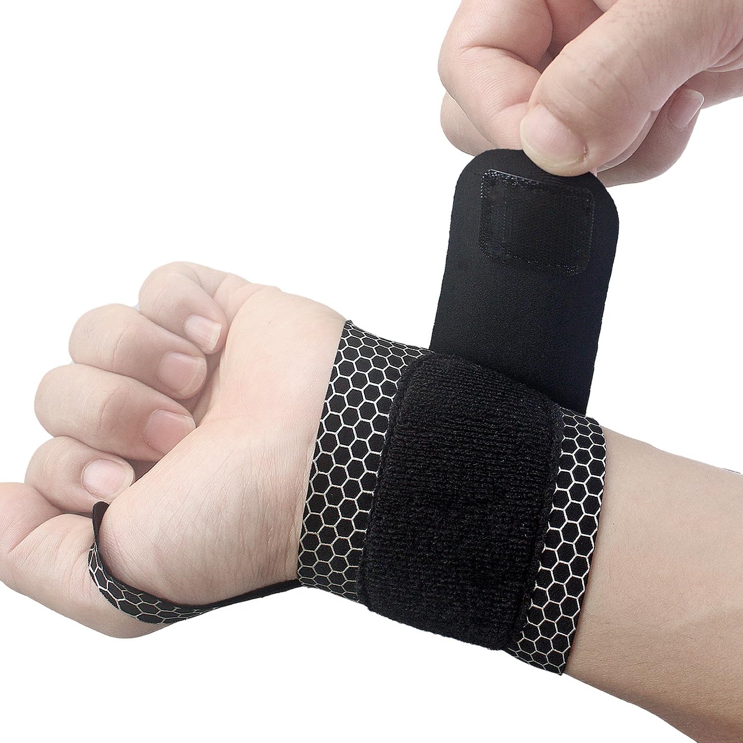 2 Pcs Ultra-Thin Wrist Brace Support for Carpal Tunnel, Pain Relief, Arthritis, Tendonitis, Elastic Wrist Wraps Right and Left Hands - Compression and Support for Fitness (Black)